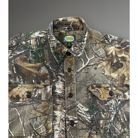 Vintage 90’s Cabela’s Hunting Denim Twill Button Down Shacket Shirt Men’s Large - Picture 2 of 12